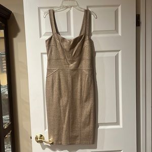 Diane von Furstenburg Jiwon gold metallic sheath dress